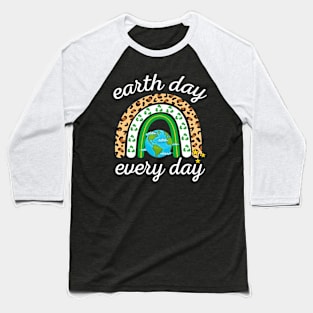 Earth Day Every Day Leopard Rainbow Baseball T-Shirt